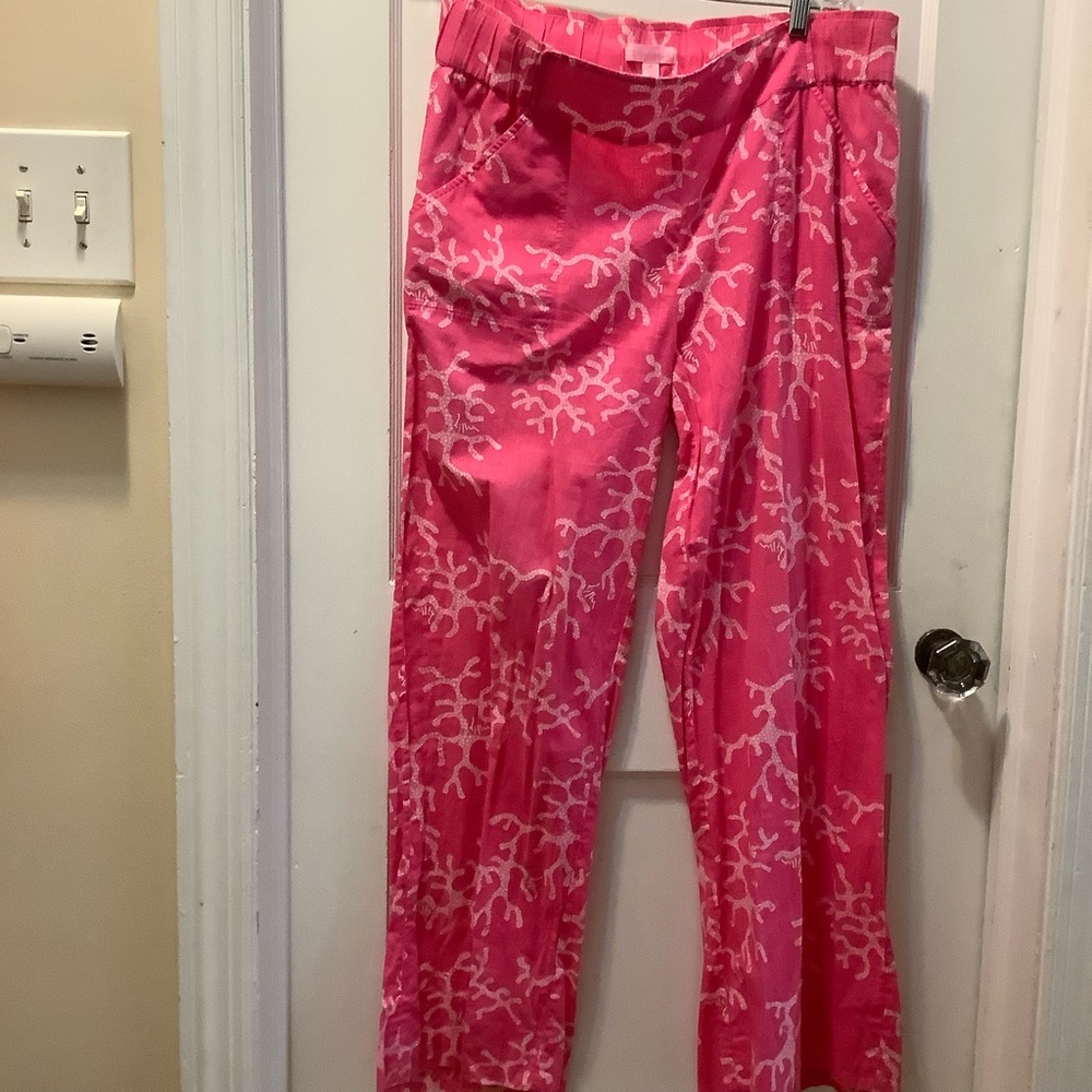 Lilly Pulitzer Pink Coral-Print Straight Leg Pants